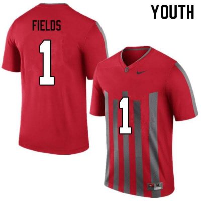 Youth NCAA Ohio State Buckeyes Justin Fields #1 College Stitched Throwback Authentic Nike Red Football Jersey IQ20R00WA